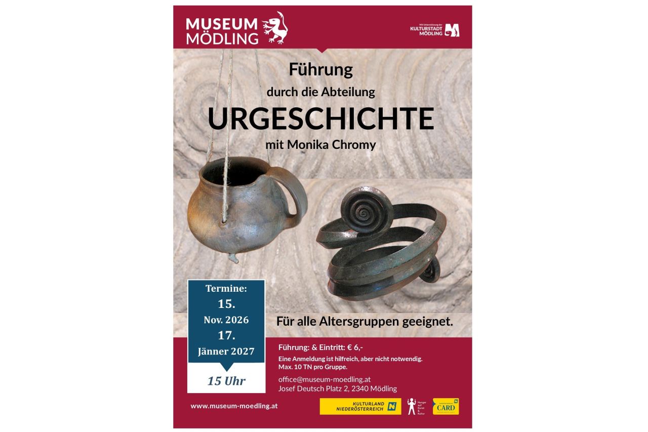 Plakat zur Führung durch die Abteilung Urgeschichte